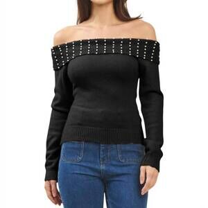 NEW ABLE ensley off shoulder sweater in black